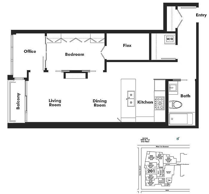 201 288 W 1ST AVENUE, Vancouver, BC Floor Plan