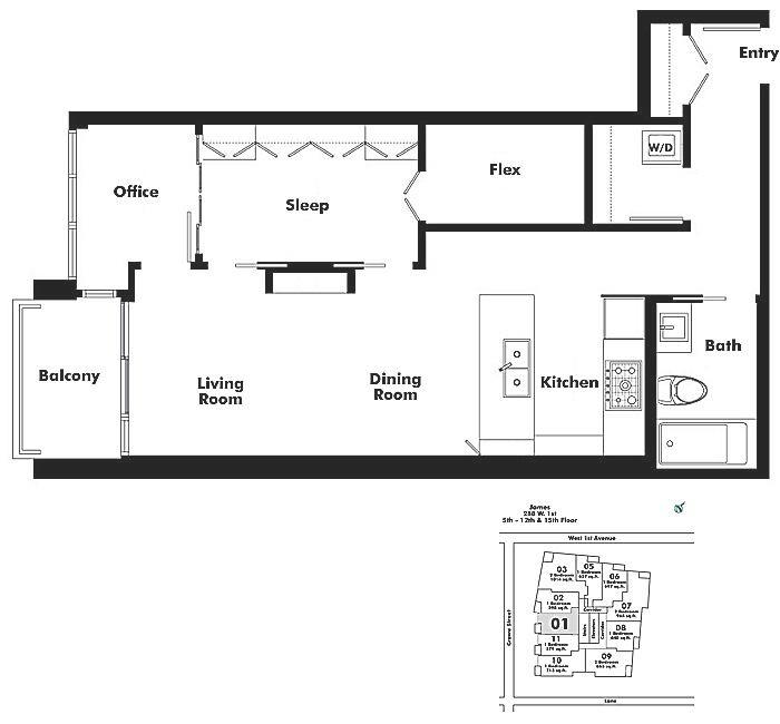 1001 288 W 1ST AVENUE, Vancouver, BC Floor Plan