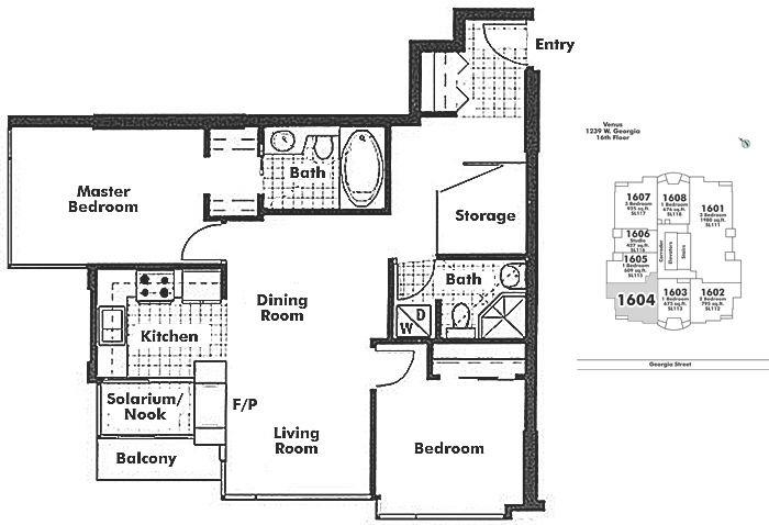 1604 1239 W GEORGIA STREET, Vancouver, BC Floor Plan