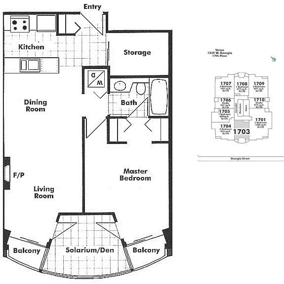 1703 1239 W GEORGIA STREET, Vancouver, BC Floor Plan