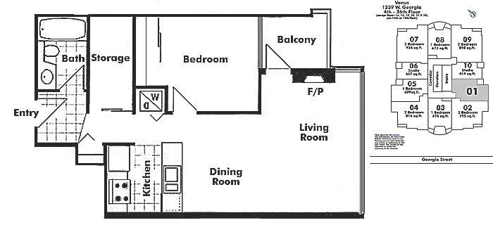 2101 1239 W GEORGIA STREET, Vancouver, BC Floor Plan