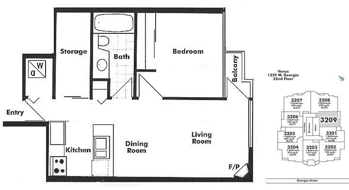 3209 1239 W GEORGIA STREET, Vancouver, BC Floor Plan