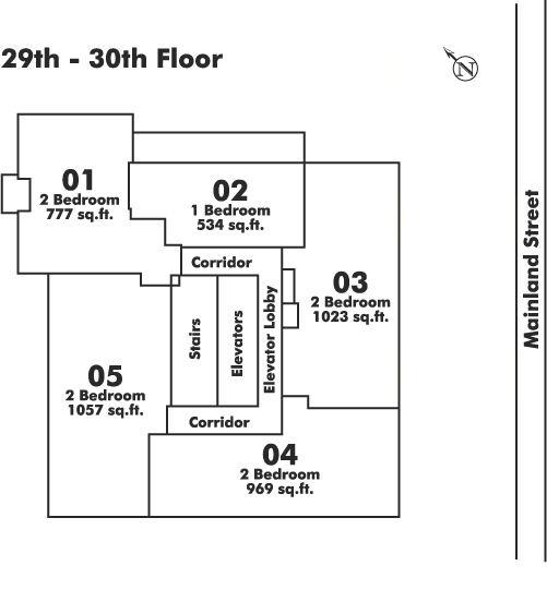 2902 977 MAINLAND STREET, Vancouver, BC Floor Plate