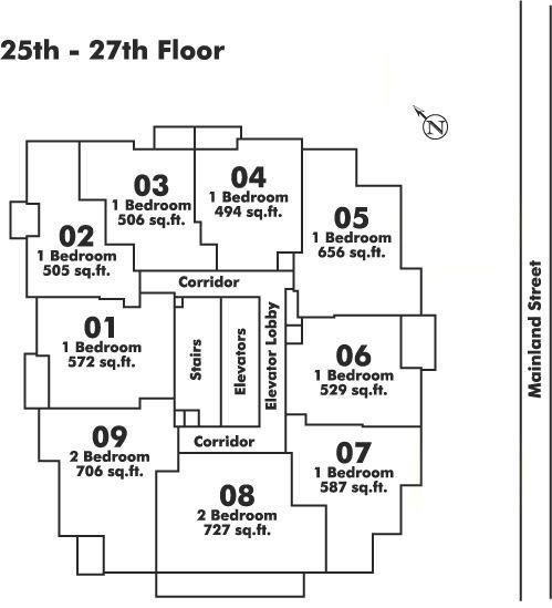2506 977 MAINLAND STREET, Vancouver, BC Floor Plate