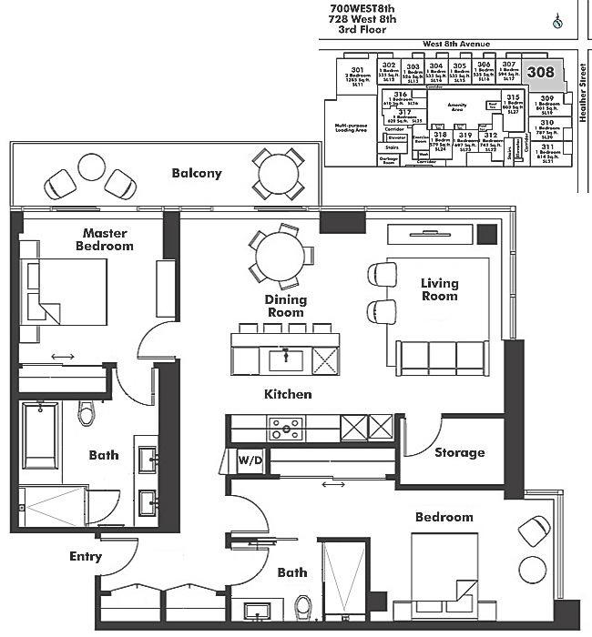 308 728 W 8TH AVENUE, Vancouver, BC Floor Plan