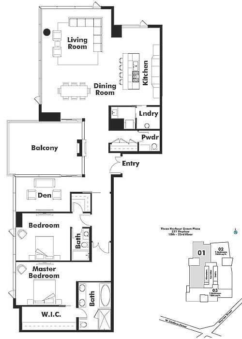 1601 277 THURLOW STREET, Vancouver, BC Floor Plan