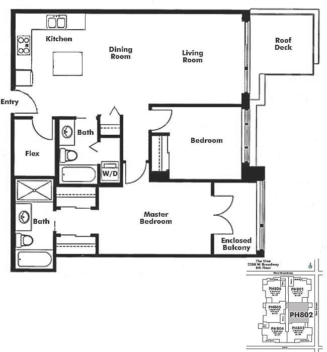PH802 2228 W BROADWAY, Vancouver, BC Floor Plan