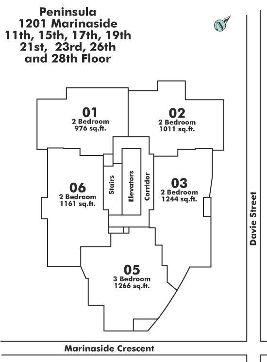 1901 1201 MARINASIDE CRESCENT, Vancouver, BC Floor Plate