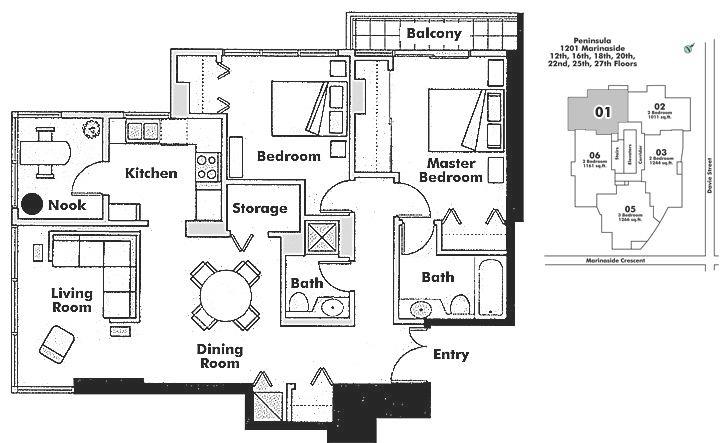2001 1201 MARINASIDE CRESCENT, Vancouver, BC Floor Plan