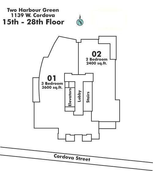 2202 1139 Cordova Street, Vancouver, BC Floor Plate