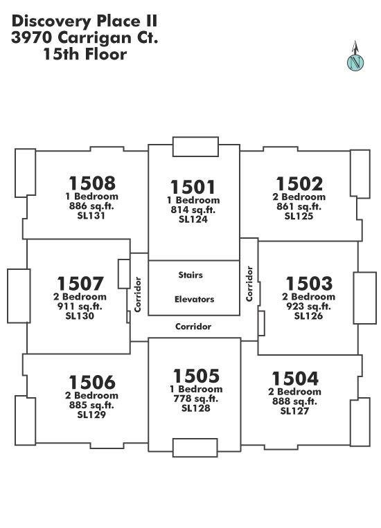 1504 3970 CARRIGAN COURT, Burnaby, BC Floor Plate