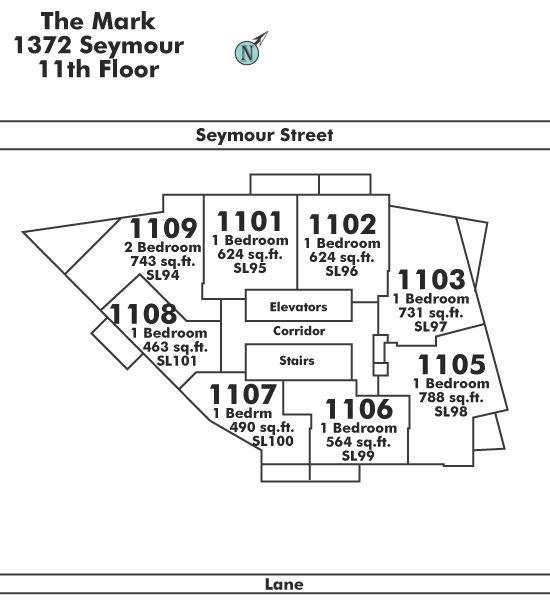 1103 1372 SEYMOUR STREET, Vancouver, BC Floor Plate