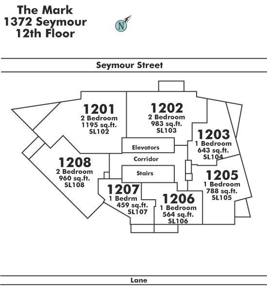 1205 1372 Seymour Street, Vancouver, BC Floor Plate