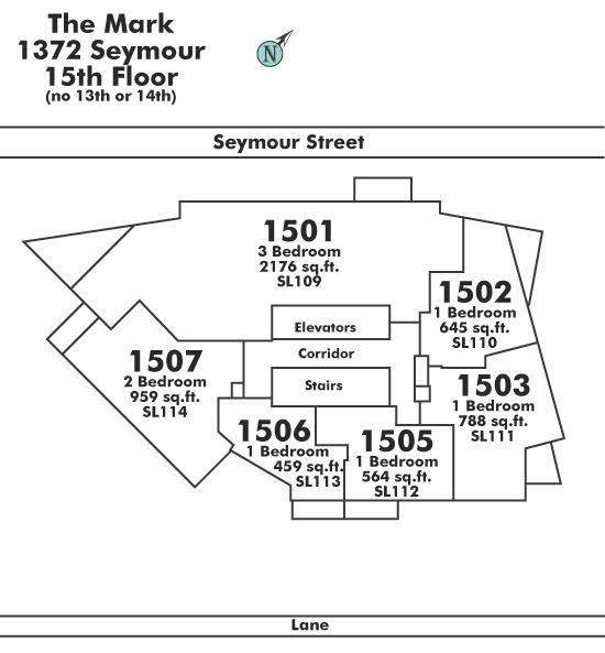 1503 1372 SEYMOUR STREET, Vancouver, BC Floor Plate