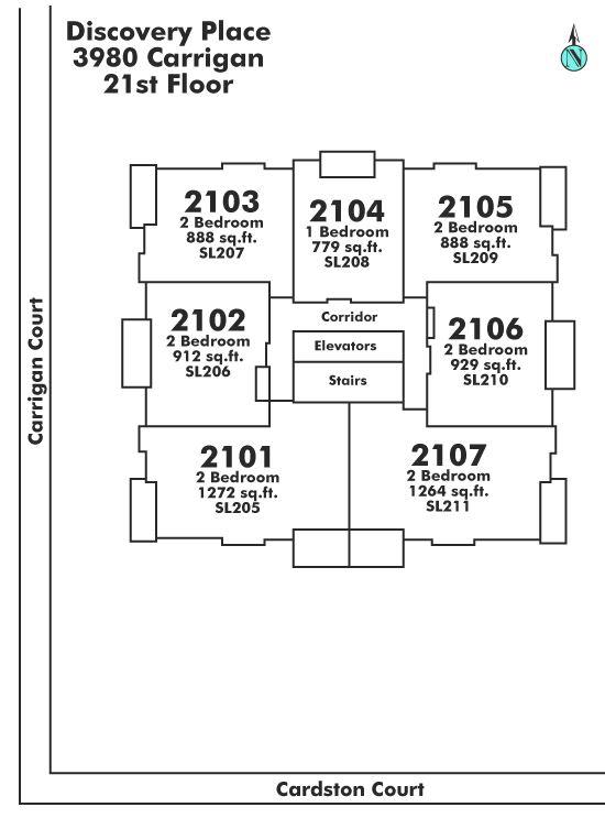 2107 3980 CARRIGAN COURT, Burnaby, BC Floor Plate