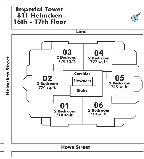 1604 811 Helmcken Street, Vancouver, BC Floor Plate