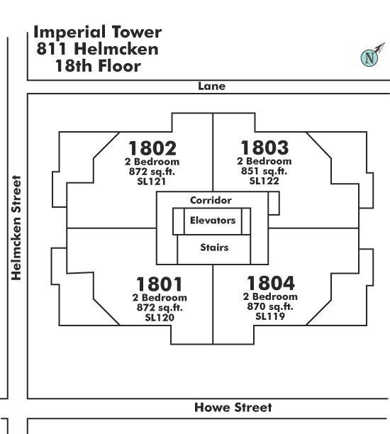 1801 811 HELMCKEN STREET, Vancouver, BC Floor Plate