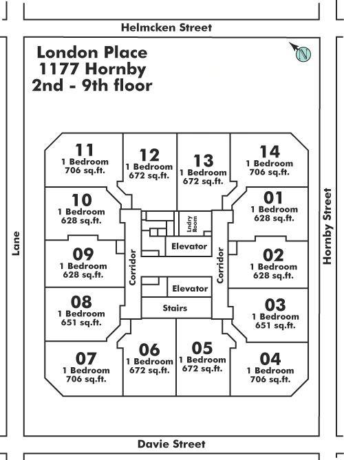 908 1177 HORNBY STREET, Vancouver, BC Floor Plate