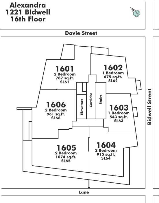 1603 1221 BIDWELL STREET, Vancouver, BC Floor Plate
