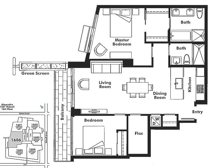 1606 1221 BIDWELL STREET, Vancouver, BC Floor Plan