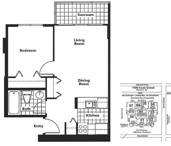 1506 1188 HOWE STREET, Vancouver, BC Floor Plan