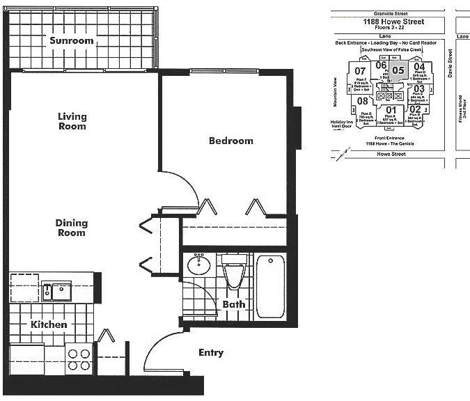 1205 1188 HOWE STREET, Vancouver, BC Floor Plan