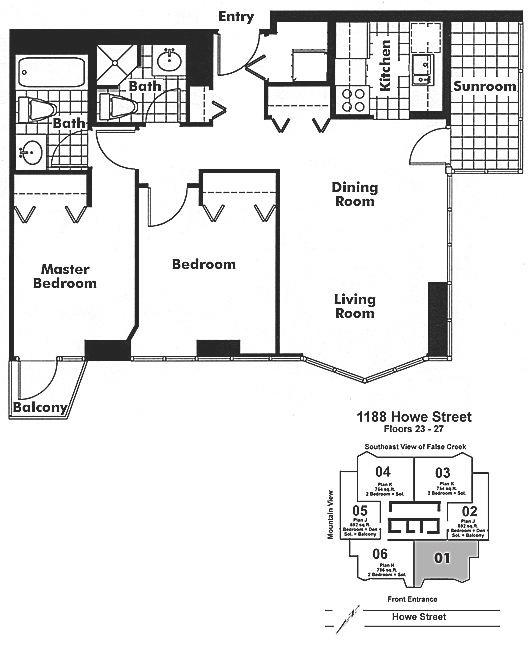 2701 1188 Howe Street, Vancouver, BC Floor Plan