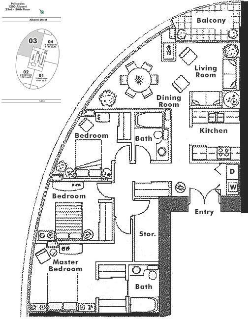 2903 1200 ALBERNI STREET, Vancouver, BC Floor Plan