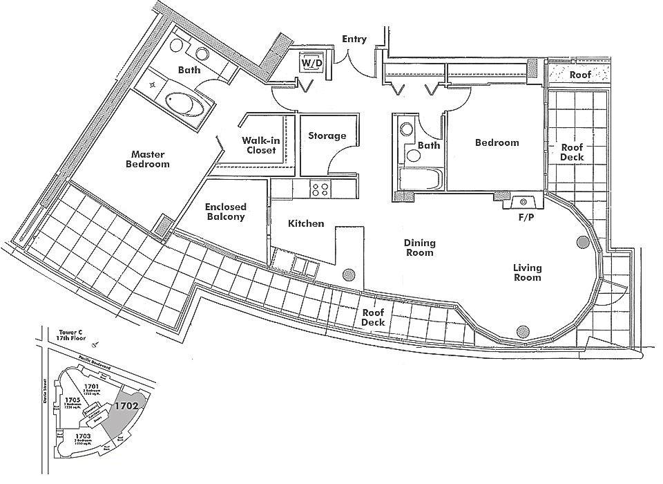 1702 198 AQUARIUS MEWS, Vancouver, BC Floor Plan