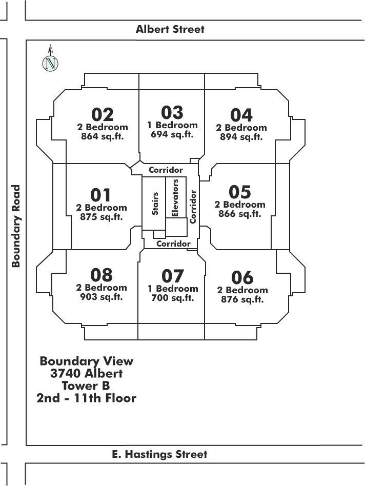 605 3740 ALBERT STREET, Burnaby, BC Floor Plate