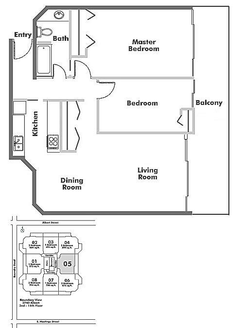 605 3740 ALBERT STREET, Burnaby, BC Floor Plan