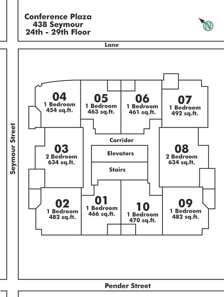 2706 438 SEYMOUR STREET, Vancouver, BC Floor Plate