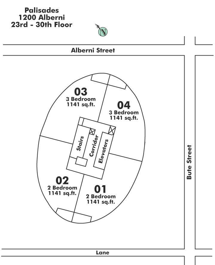 2903 1200 ALBERNI STREET, Vancouver, BC Floor Plate