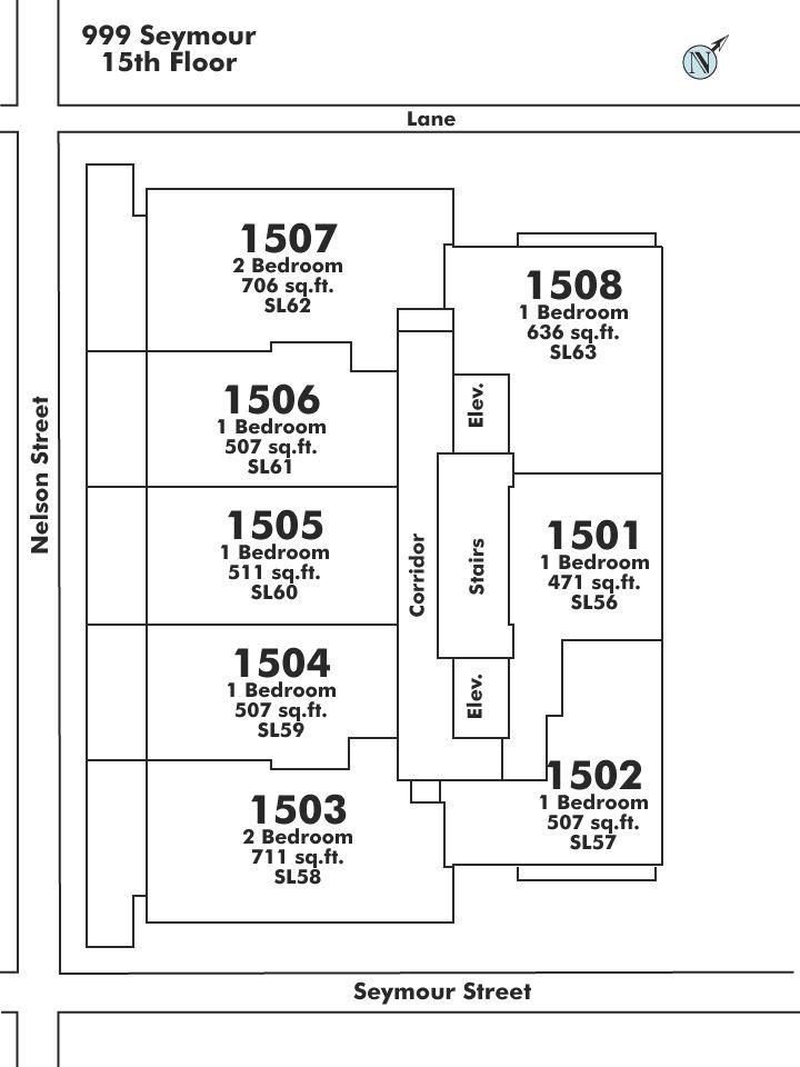 1503 999 SEYMOUR STREET, Vancouver, BC Floor Plate