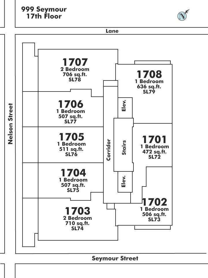 1701 999 SEYMOUR STREET, Vancouver, BC Floor Plate