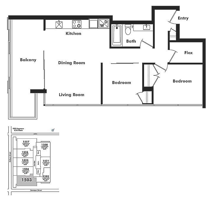 1503 999 SEYMOUR STREET, Vancouver, BC Floor Plan