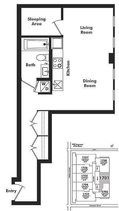 1701 999 SEYMOUR STREET, Vancouver, BC Floor Plan