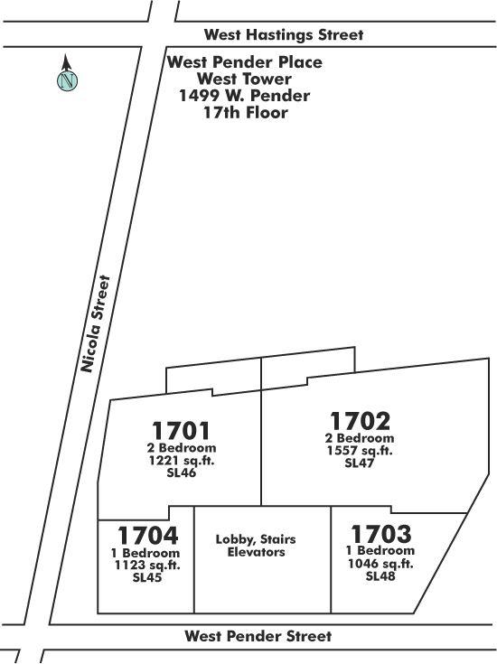 1701 1499 W PENDER STREET, Vancouver, BC Floor Plate