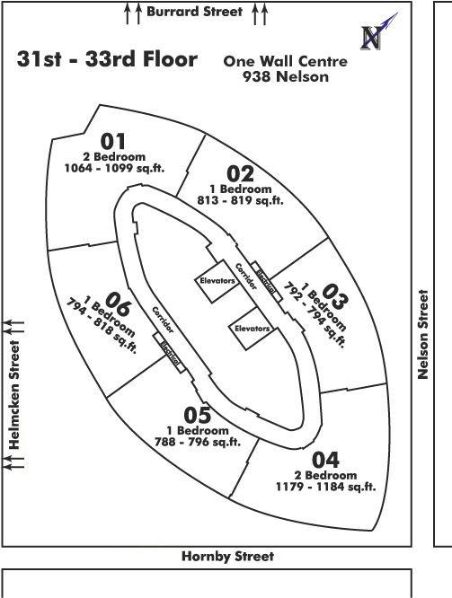 3206 938 NELSON STREET, Vancouver, BC Floor Plate