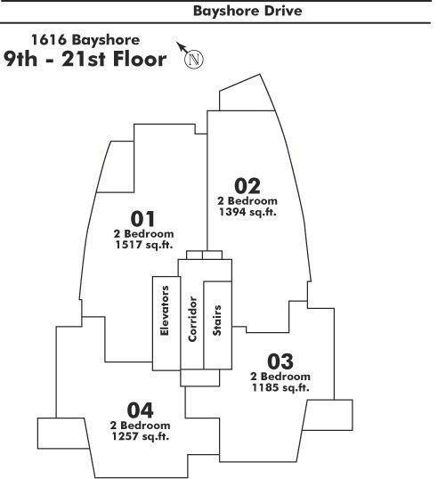 1904 1616 BAYSHORE DRIVE, Vancouver, BC Floor Plate