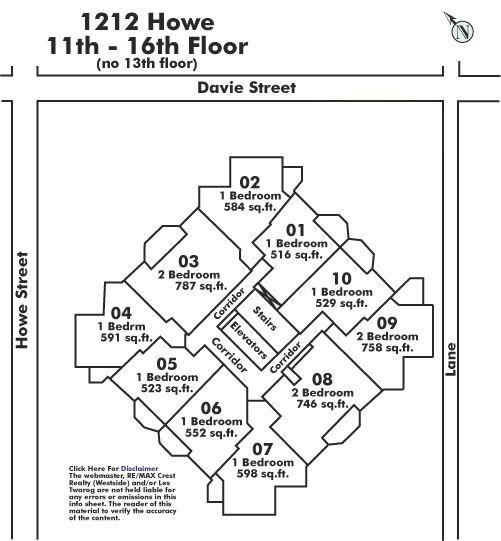 1605 1212 HOWE STREET, Vancouver, BC Floor Plate