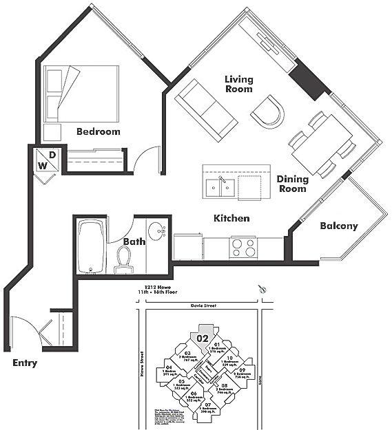 1102 1212 HOWE STREET, Vancouver, BC Floor Plan