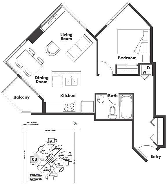 1504 1212 HOWE STREET, Vancouver, BC Floor Plan