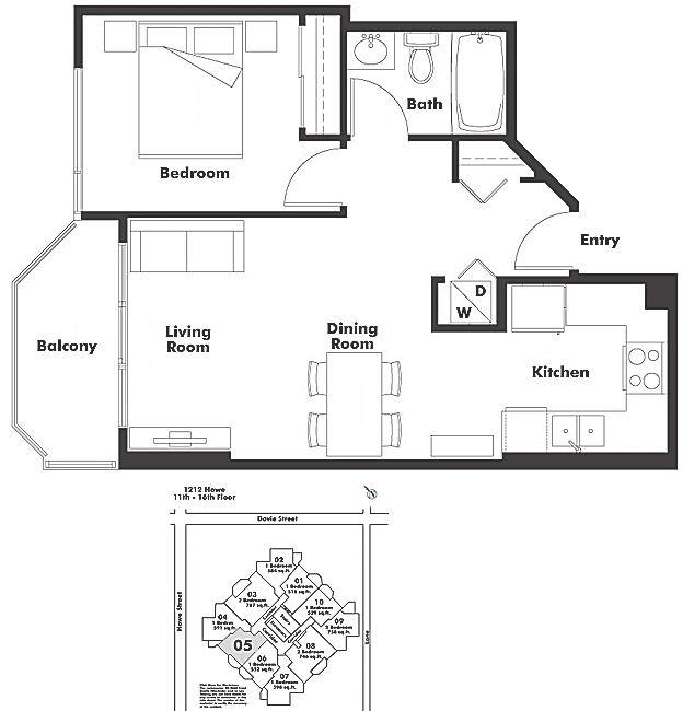 1605 1212 HOWE STREET, Vancouver, BC Floor Plan