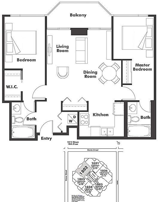 1802 1212 HOWE STREET, Vancouver, BC Floor Plan