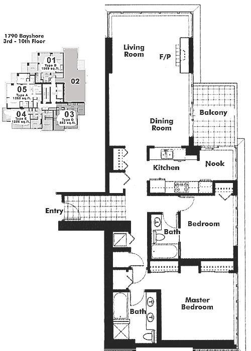 1002 1710 BAYSHORE DRIVE, Vancouver, BC Floor Plan