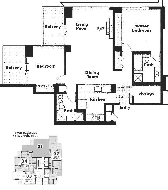 1101 1710 BAYSHORE DRIVE, Vancouver, BC Floor Plan