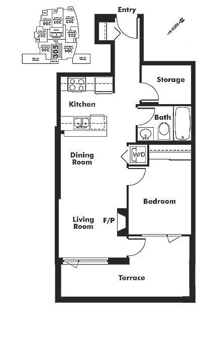 305 1238 BURRARD STREET, Vancouver, BC Floor Plan