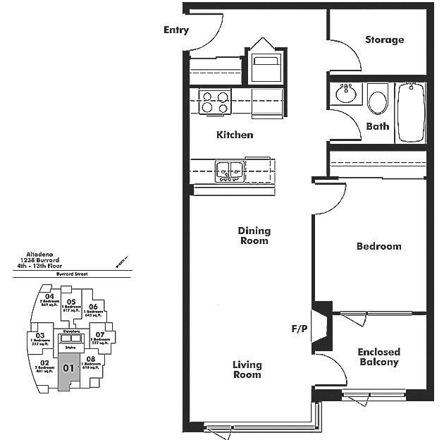 701 1238 BURRARD STREET, Vancouver, BC Floor Plan