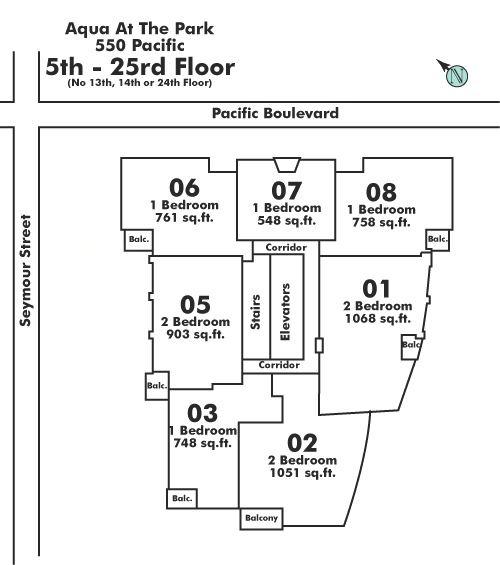 1806 550 PACIFIC STREET, Vancouver, BC Floor Plate